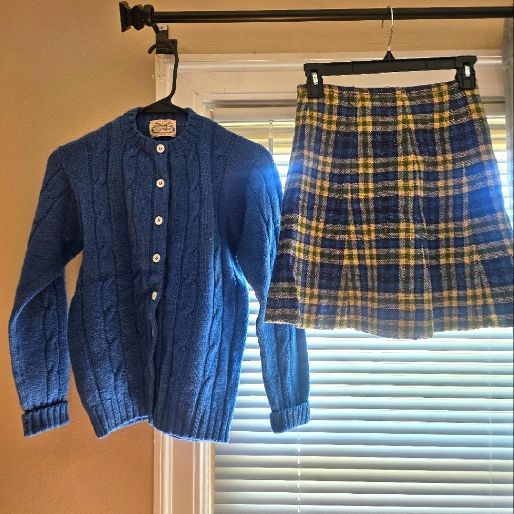 Vintage THE VILLAGER 1960s Skirt And Sweater Set